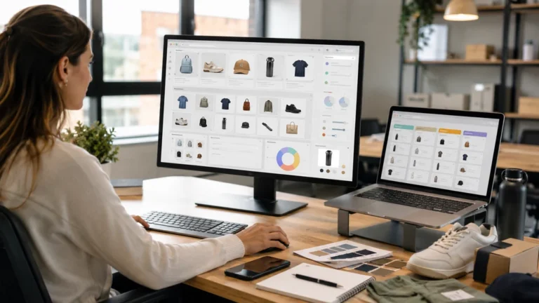 Responsable produit utilisant un logiciel PIM pour centraliser et enrichir les données d’un catalogue e-commerce