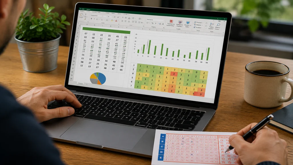 Utilisateur analysant des statistiques du Loto dans Excel pour générer une grille aléatoire.