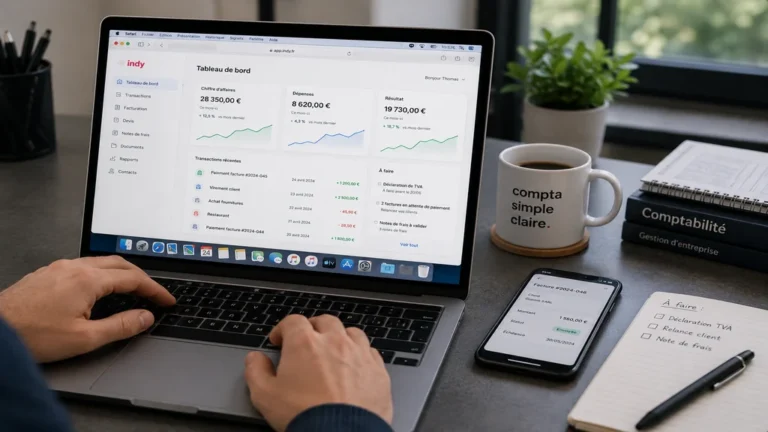 Entrepreneur utilisant un logiciel de comptabilité sur Mac pour suivre ses finances.