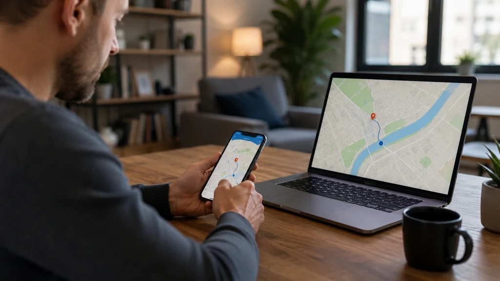 Utilisateur suivant un trajet en temps réel sur une carte via un smartphone et un ordinateur portable