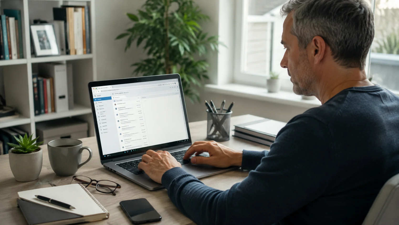 Utilisateur consultant sa boîte mail Numericable depuis le Webmail SFR sur un ordinateur portable
