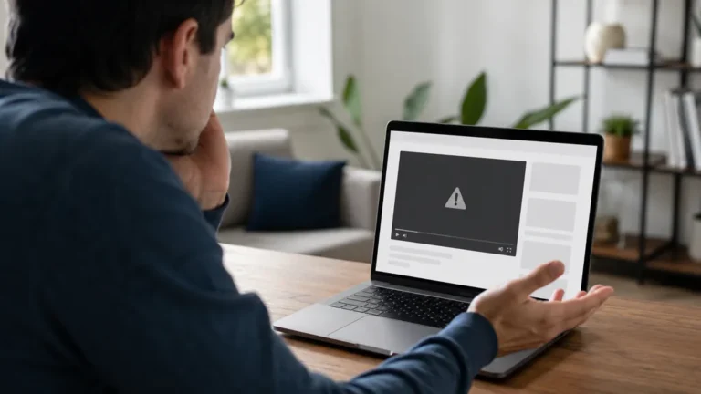 Utilisateur confronté à une erreur de connexion du lecteur vidéo VOE sur un ordinateur portable