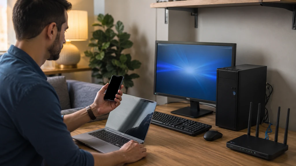 Utilisateur allumant à distance un ordinateur de bureau avec la fonction Wake-on-LAN
