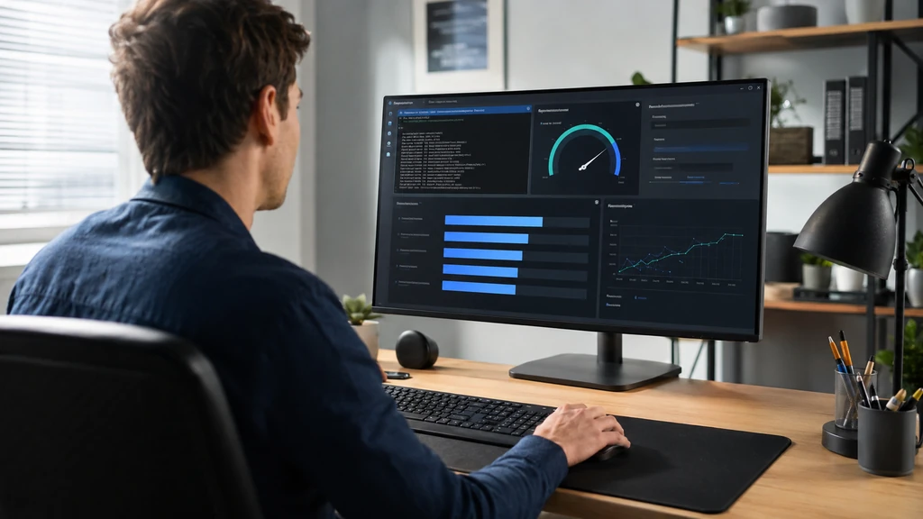 Utilisateur consultant un tableau de bord de performance Windows sur un ordinateur de bureau
